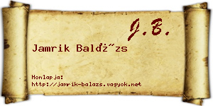 Jamrik Balázs névjegykártya