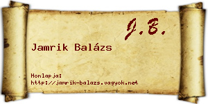 Jamrik Balázs névjegykártya